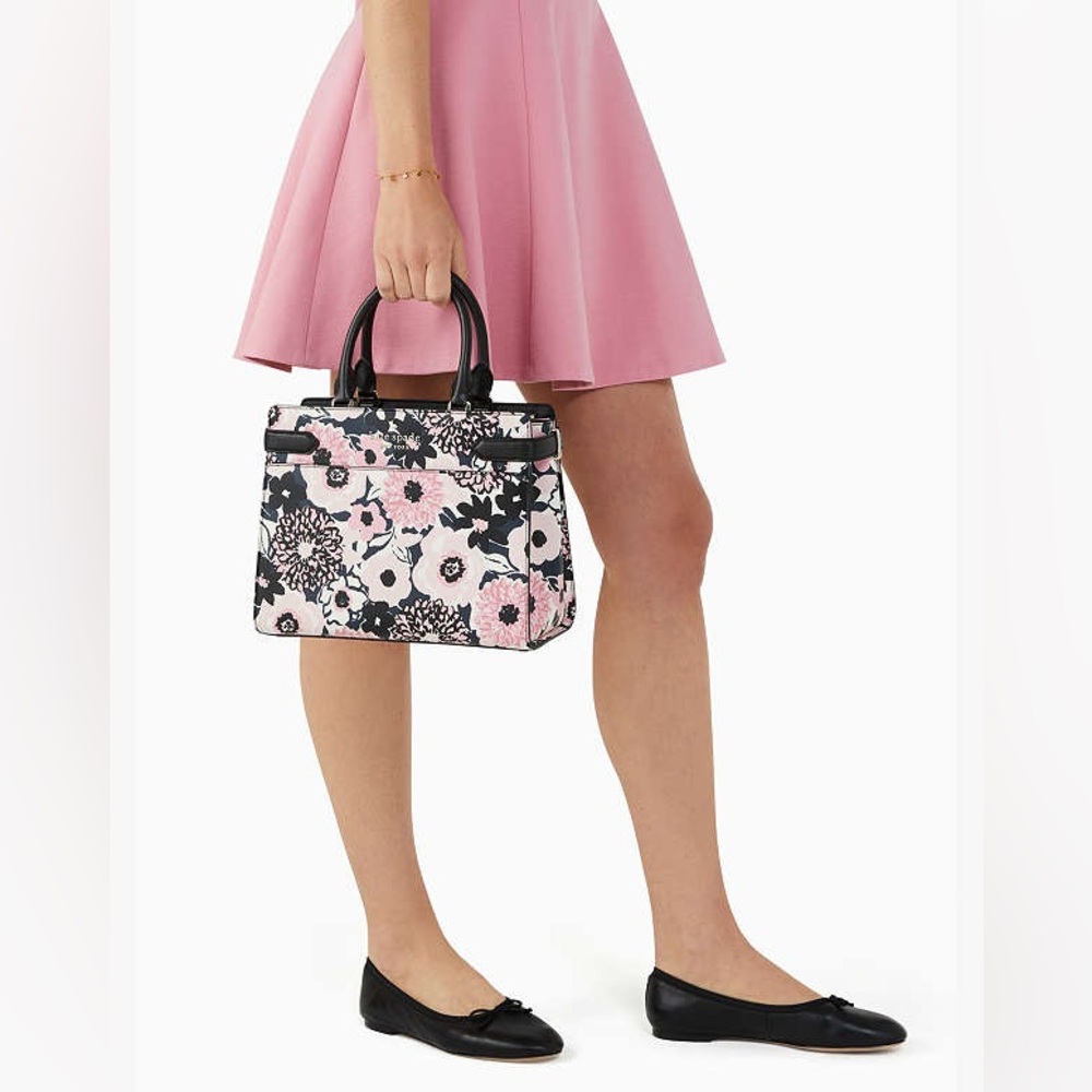 Kate Spade Staci Medium Crossbody Satchel, Dahlia Print - Picture 7 of 8